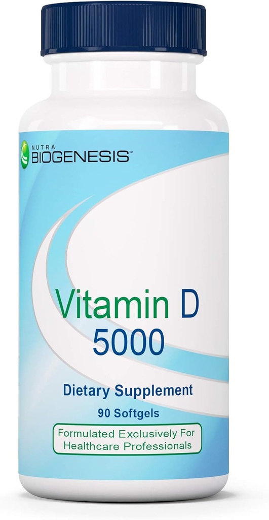 Nutra Biogenesis Vitamina D 5000 - Vitamina D3 5000 UI Capsule Softgel pentru bărbaţi şi femei, VIT D Supliment pentru suport imunitar, Sănătate Teeth & Bone Health - 90 Softgels