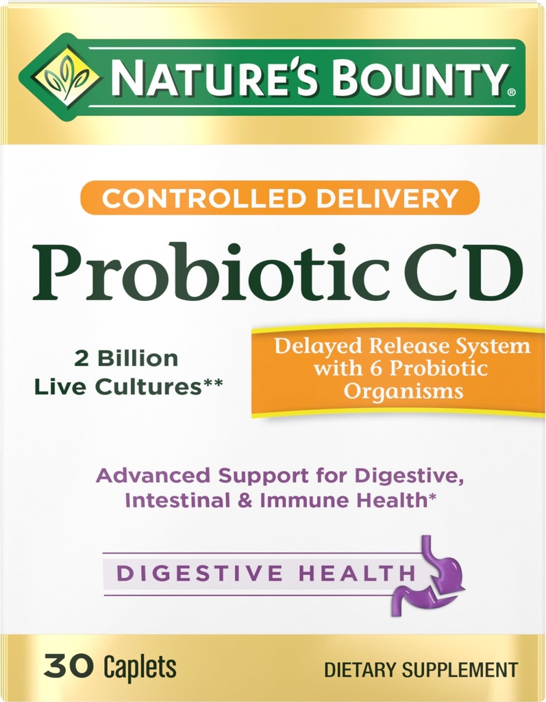 Natura's Bounty Probiotic, Controlled Livrare supliment alimentar, Livrează bacterii prietenoase la Digestive, și sisteme imunitare, 30 Caplete