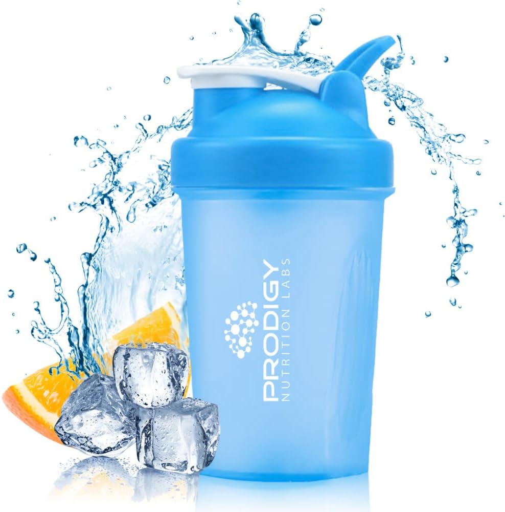 Prodigy Nutrition Labs Sticla Shaker Premium Perfect pentru Shake-uri de proteine și antrenament pre -14 Ounce (Blue)