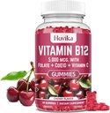 Vitamina B12 Complex 5000 mcg Metil B12, Adenosil B12 & Hidroxixi B12, cu Coenzima Q10, Folat, vitamina C, Chembable B 12 pentru suport energetic, metabolism, sanatate osoasa - Aroma de cirese