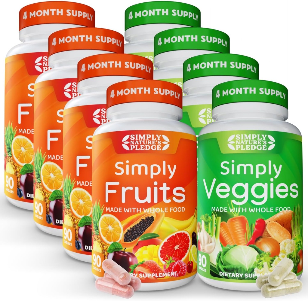 Doar promisiunea naturii - ambalate cu peste 40 de fructe și legume diferite - 4 luni de aprovizionare - Made with Whole Food Superfoods - with Aloe Vera 