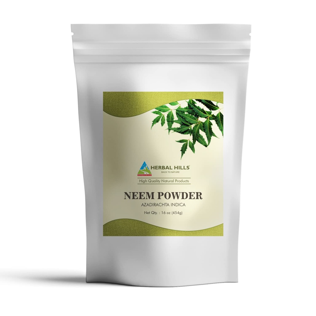 HERBAL HILLS Neem Powder Azadirahta Indica Pure Neem Leaf/Leaves Powder 16 Oz