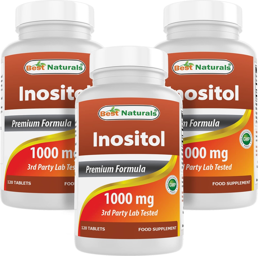 Cele mai bune naturale Inositol 1000 mg 120 comprimate (120 număr (pachet de 1))) (120 număr (Pachet de 3))