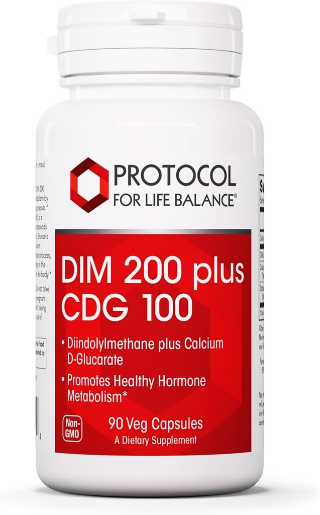 PROTOCOLUL PENTRU LIFE BALANCE DIM 200 Plus CDG - 200 mg - Calciu & DIM Supliment - pentru Cleanse Detox & Hormone Metabolism - Glucarat de calciu D - Non-GMO & Kosher - 90 Veg Caps