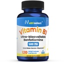 120 capsule conţinând 500 mg vitamina B1, Non-GMO, Vegan, Gluten Free, Benfotiamină