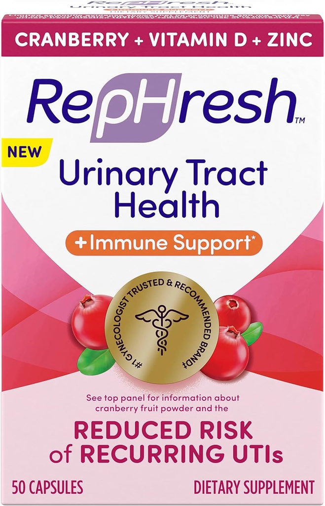 Rephresh Cranberry tract urinar Sănătate Plus Supliment imunitar, Amestecat cu vitamina D + zinc - 50 Conte