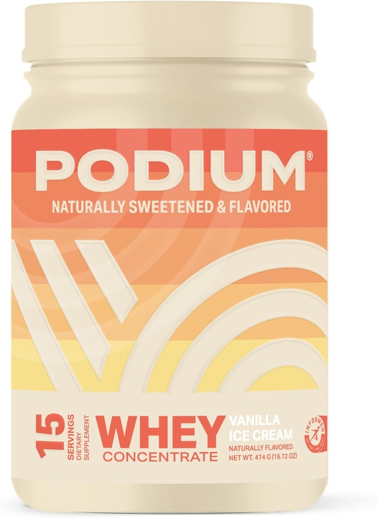 Podium Nutrition Whey Proteine Powder, Vanilla Ice Cream, 22g Proteine Per Servind cu enzime digestive, Proteine izolate & Concentrat, Gluten gratuit, Low Carb, Sow Sugar & Soy Free, 15 Serviri