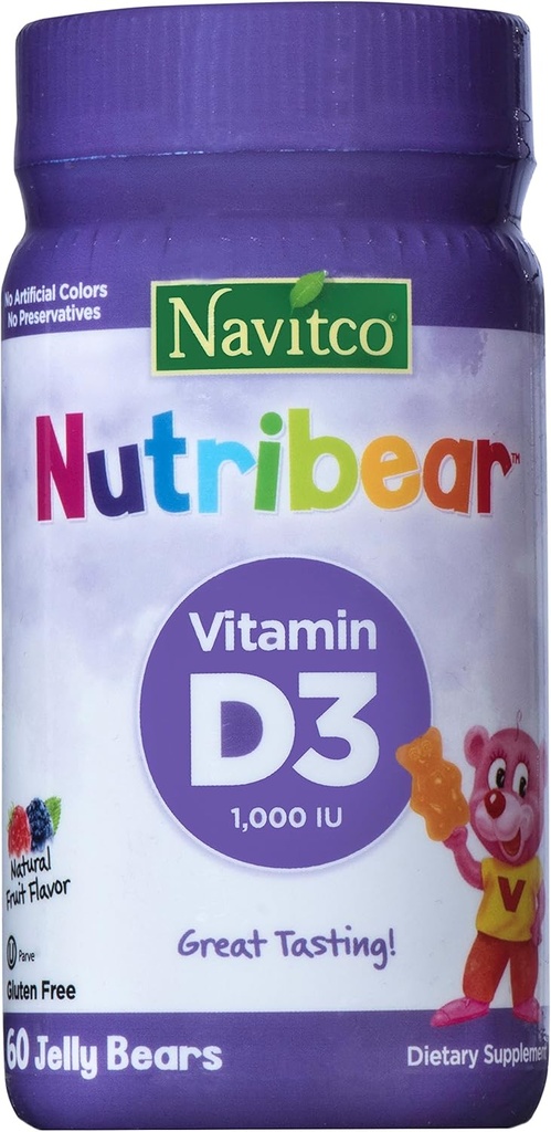 "NutriBear" Vitamina D3 1000 UI Great Tasting, 60 Jelly Bears