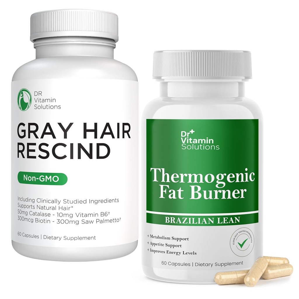 DR VITAMIN SOLUŢII Păr gri Rescind şi termogenic Fat Burner Bundle - 60 Capace fiecare
