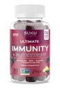 Vitamine SUKU - Imunitate Ultimata - Echinacea si Gumiile Propolis pentru Suport Imun, Usor de mestecat - Non OMG, Gluten Sugar Free - Granate Gummy vitamine aromate, 50 Conte