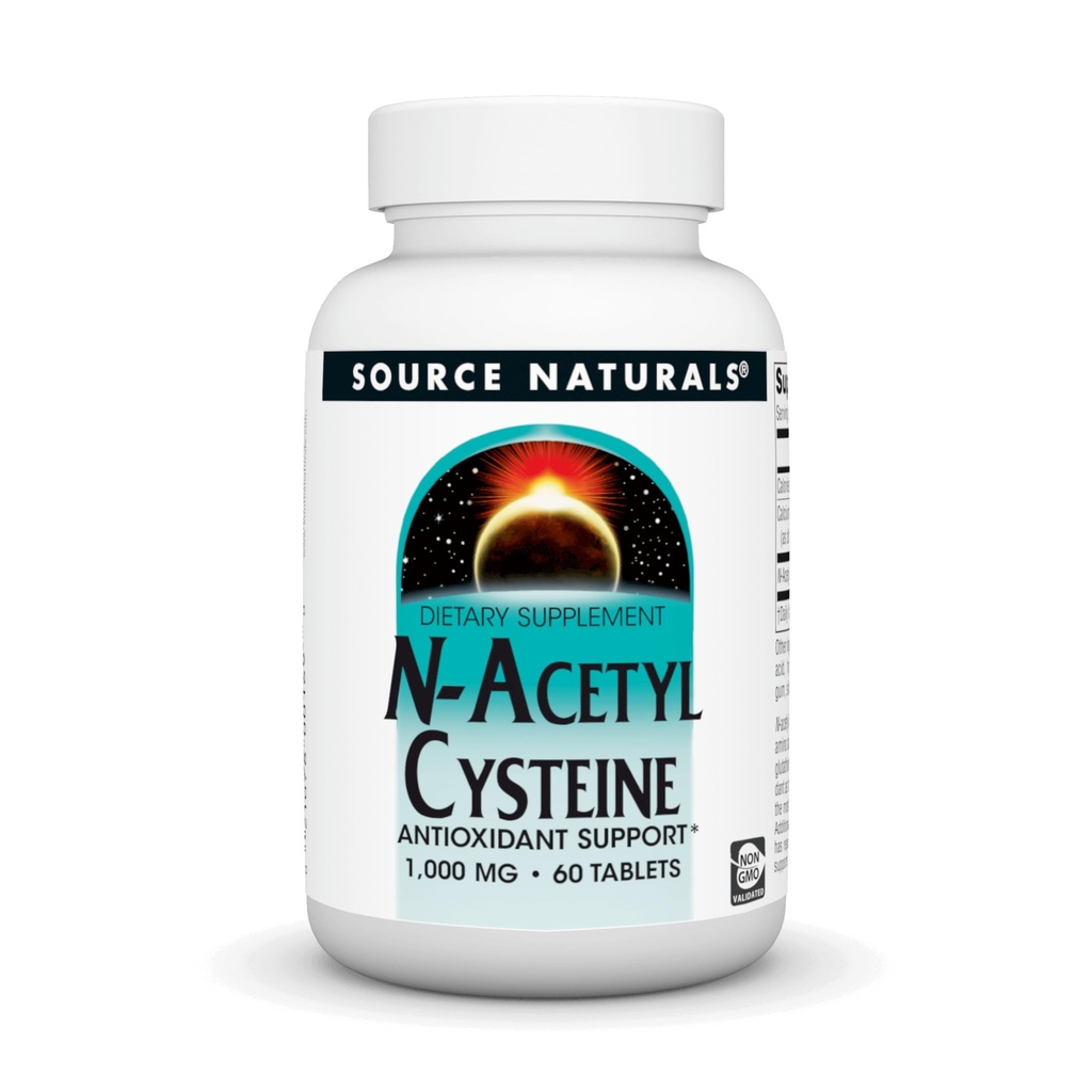 Sursa Naturals N-Acetyl Cysteine Antioxidant Suport 1000 mg Supliment alimentar care sprijină sănătatea respiratorie * - 60 comprimate