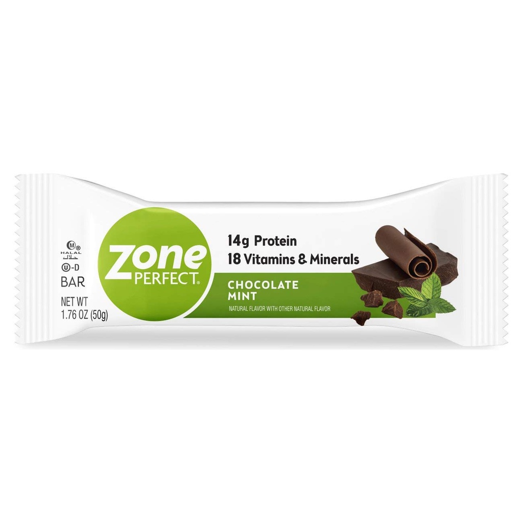 ZonaBaruri de proteine perfecte, 14g Proteina, 18 Vitamine si Minerale, Nutritious Snack Bar, Ciocolata Minta, 12 Baruri