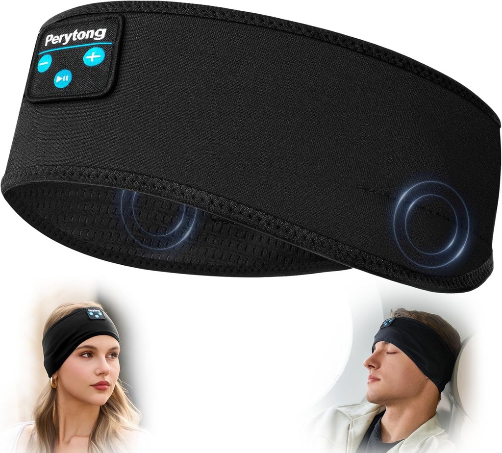 Căști de dormit Perytong Bluetooth Căști Wireless Bandă pentru Side Sleepers - Căști pentru dormit - Căști de dormit pentru insomnie Nuit Travel, Gift pentru Femei Bărbaţi Mama Tata