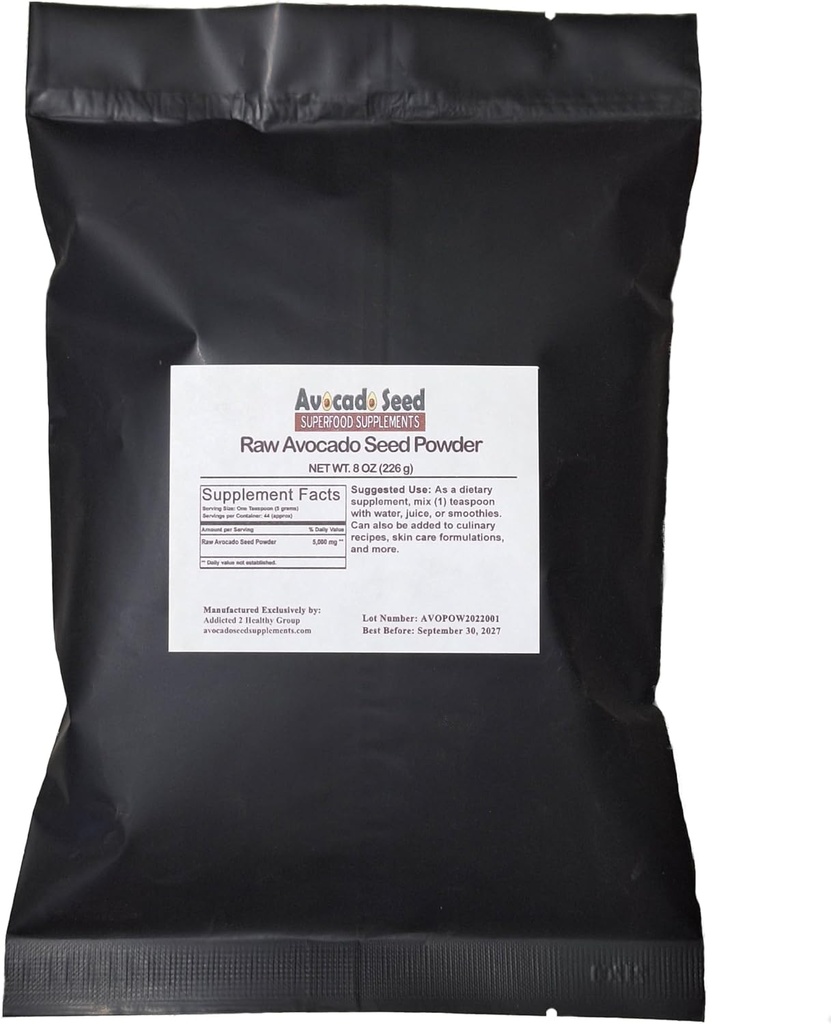 Avocado crud Seed Granule 8 Ounces - Antioxidanti, Fiber, Colesterol, Heart Health, Skin Care-Made in USA-Origine Producator