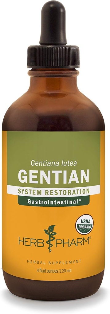 Herb Pharm Certified Organic Gențian Extract lichid pentru suport digestiv - 4 Once