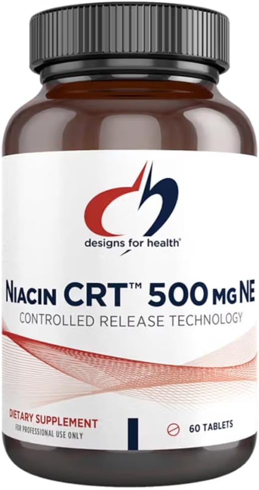 Proiecte pentru sănătate Niacin 500mg - Niacin CRT Vitamina B3 (acid nicotinic), comprimate cu eliberare lentă controlate pentru a ajuta la reducerea la minimum a hiperemiei - non-GMO, supliment fără gluten (60 comprimate)