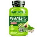NaturaLO Vitamina D3 K2 - Vegan cu baza de plante D3 de la Lichen - Supliment natural pentru sistemul imunitar, suport osos, Heart Health - Întreaga alimente - non-GMO - Gluten gratuit, 60 capsule