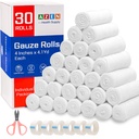 AZEN 30 Pack Rolls Bandaje, 4 în x 4.1 Yards, Premium Medical Supplies & First Help Provisions, Bandage Wrap Vet Wraps, Mummy Wraps
