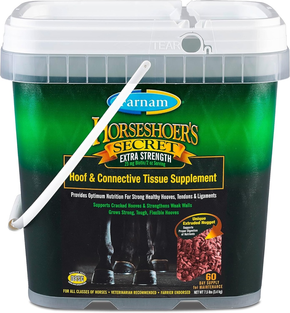 Farnam Horseshoer's Secret Extra Putere Suplimente Hoof & Connective tesut Supliment, Promoveaza puternic, sanatos Hooves, Tendon & ligamente, 7,5 lbs, 60 zile de aprovizionare
