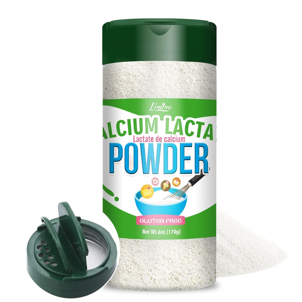 Lactat de calciu pulbere, 6 oz Lactat de calciu pură Alimente-Grade, ajută la neutralizarea acidității alimentare, non-GMO alimentar stabilizator și agent de încărcare pentru produse lactate, pâine, produse de patiserie, înghețată, jeleu