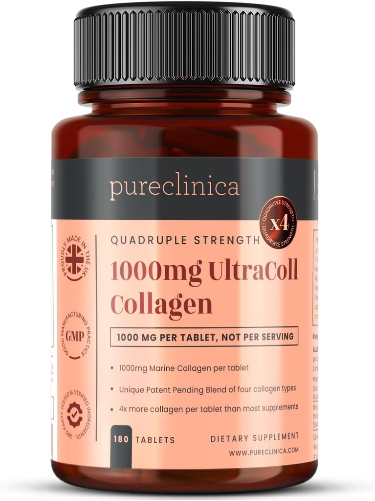 UltraColl Marine Collagen 1000mg x 180 Tablets (6 Months Supply). The only Patented Anti-Aging Collagen Types I, II, III, and VII.