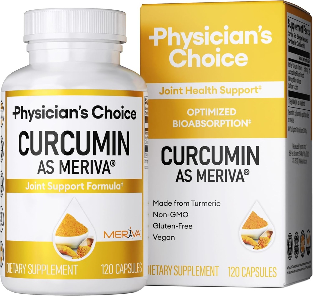 CHOICE Curcumin Meriva 500 - Studiat clinic - O mai bună absorbţie decât suplimentele de Curcumină Turmerică Obişnuită - Suport Comun Cercetare ştiinţifică - 120 Capsule