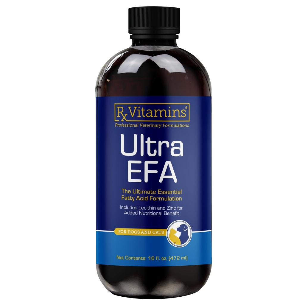 Rx Vitamine Ultra EFA Omega 3 Ulei de pește pentru câini și pisici - Promovează inima, creier, și sănătatea comună cu vitamina E, Biotin, și zinc - ulei de pește lichid pentru Mâncărime și vărsare de câine - 16 oz