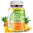 Alpha Acid lipoic Gumies 1000Mg cu Biotin, supliment ALA de înaltă absorbţie masticabil pentru antioxidant, Brain Health and Nervie Support, Ananas Flavor, Sugar Free, 60 Chews