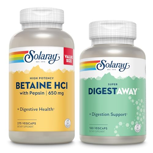 SOLARAY Betaine HCl cu Pepsin și Super Digestaway - Digestive Health Bundle