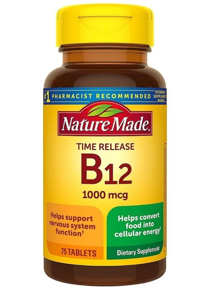 Natura făcut vitamina B12 1000 mcg, Supliment alimentar pentru suport metabolic energie, eliberare de timp, 75 comprimate,.