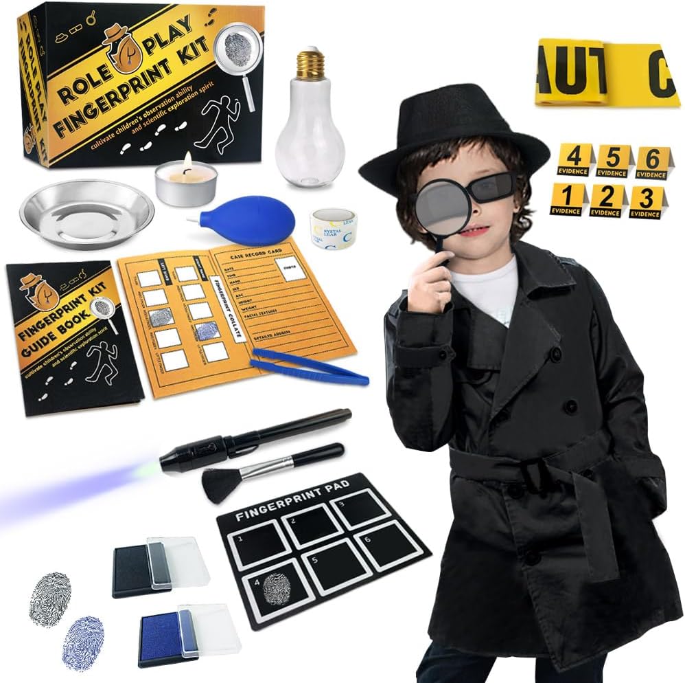 Kit de spionaj pentru copii Detectiv Outfit jucării de imprimare Cadouri pentru 5 6 7 8 9 10 11 ani Fetele vechi de anchetă rol juca rochie sus costum educational stiinta secreta agent de imprimare de identificare