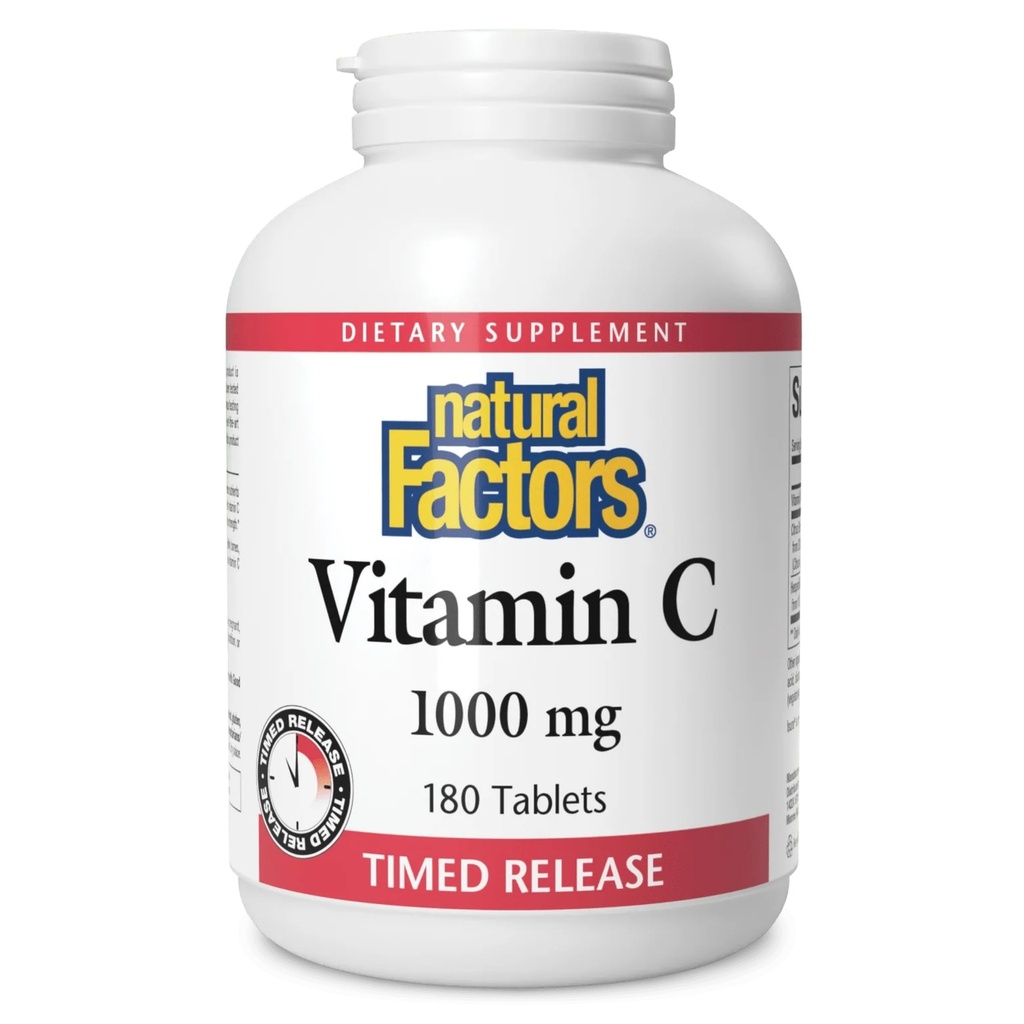 Factori naturali Vitamina C 1000 mg eliberare de timp, suport antioxidant pentru sănătatea imună și osoasă, 180 comprimate
