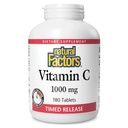 Factori naturali Vitamina C 1000 mg eliberare de timp, suport antioxidant pentru sănătatea imună și osoasă, 180 comprimate