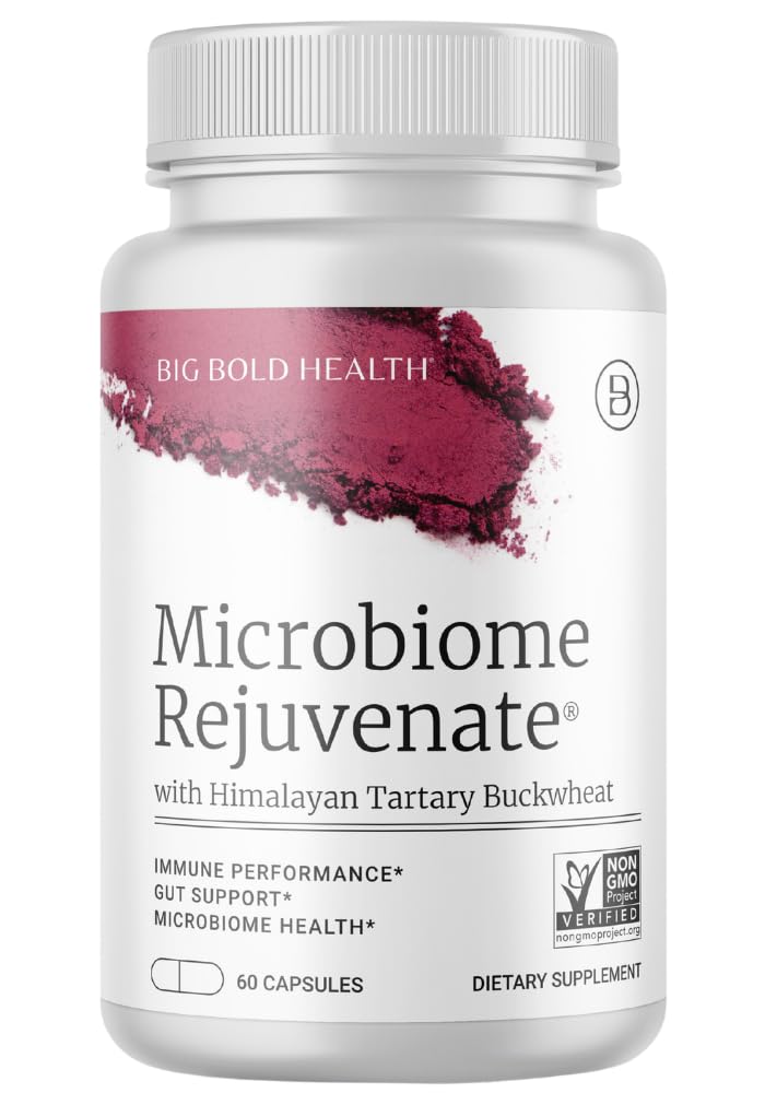 BIG BOLD HELK Microbiome Întinerirea Prebiotic + Probiotic Supliment pentru Gut Health & Immune System Support - cu Immune-Active Himalayan Tartar Buckwheat - Gluten-Free (60 capsule vegetariene)