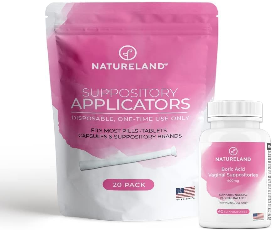 Naturalland [40 Count Boric Acid Sampleries 600mg m/ 20 mg Pack] Aplicator vaginal - Îngrijire feminină