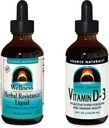 Source Naturals Liquid Supplements, Herbal Resistance and 2000 iu Vitamin D-3-4 oz Bottles