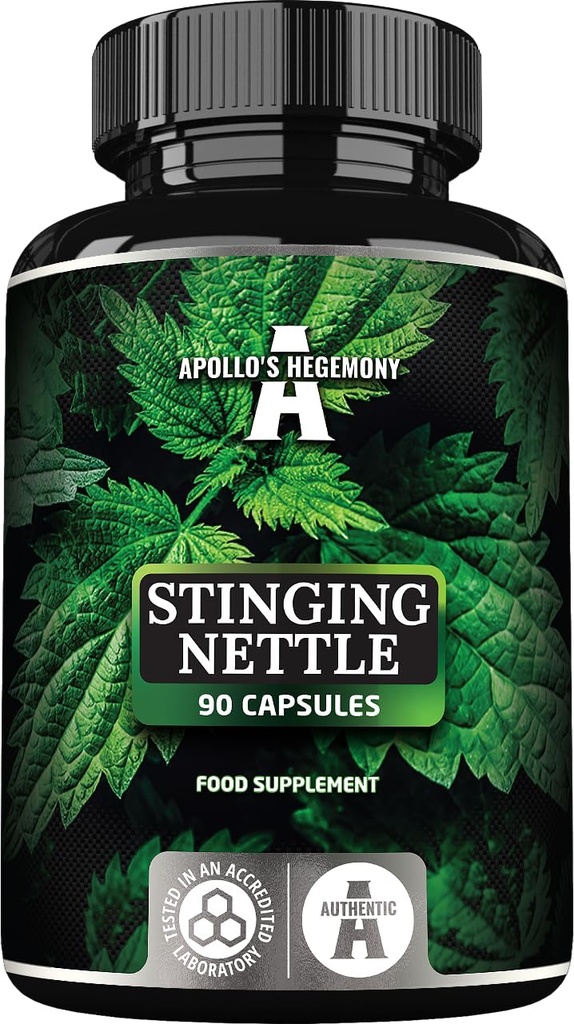 HEGEMONY APOLLO Stinging Nettle 500 mg - Extract de înaltă rezistență DER 4:1, 90 capsule Vegan, 3 luni de aprovizionare, Suplimentul vegetal pentru susținerea sănătății cardiovasculare