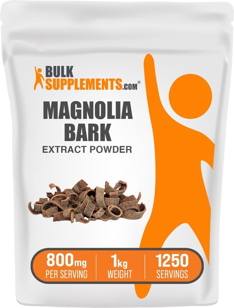 BulkSupplements.com Magnolia Bark Extract pulbere - Magnolia Officinalis, Magnolia Bark Supliment, Magnolia Extract - Gluten gratuit, 800 mg per Serving, 1kg (2,2 lbs) (Pachet de 1)
