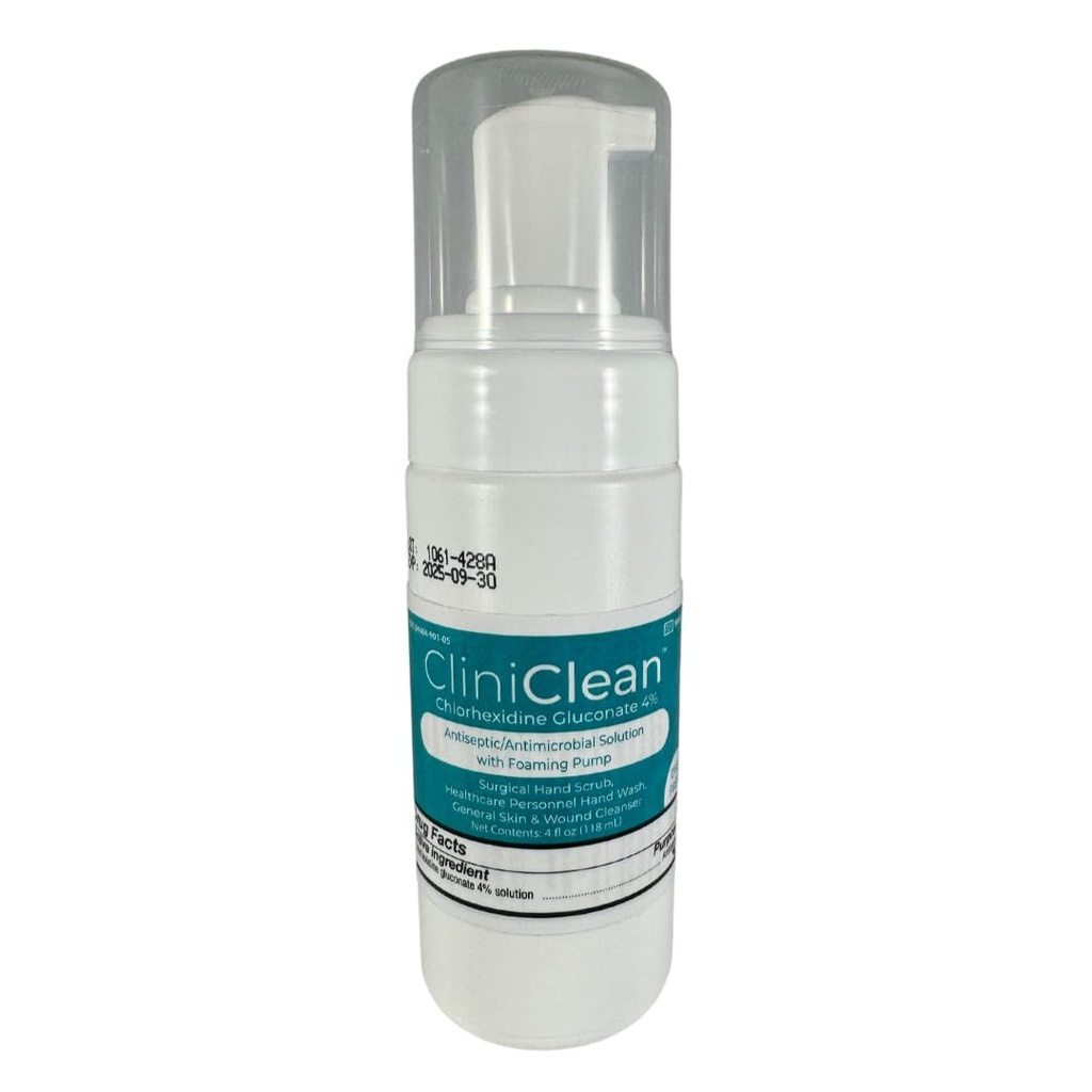 Soluţie antiseptică Versatilă care conţine Clorhexidină Gluconat 4% (CHG), Odorless, Die-free, Pacient Pre-Op Prep, Spălare personală a mâinilor, Scrub (4oz. Spumă-Pumpă) (1 flacon)