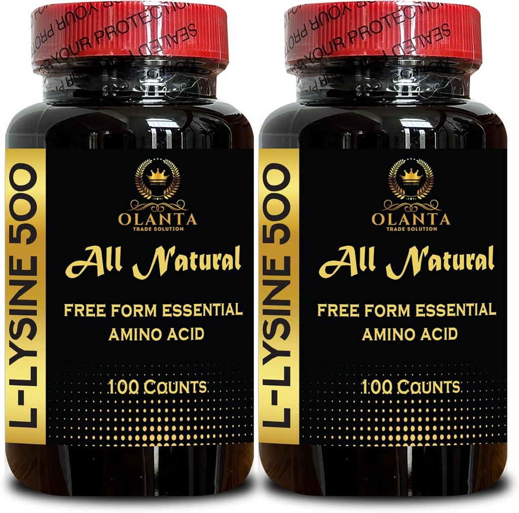 L-LYSINE Supliment Aminoacide - Menopause Suplimente energetice pentru femei, Suport Imun, Lip & Piele, Metabolism de calciu, Aminoacid Vitamina - 2 Sticle 200 Counts
