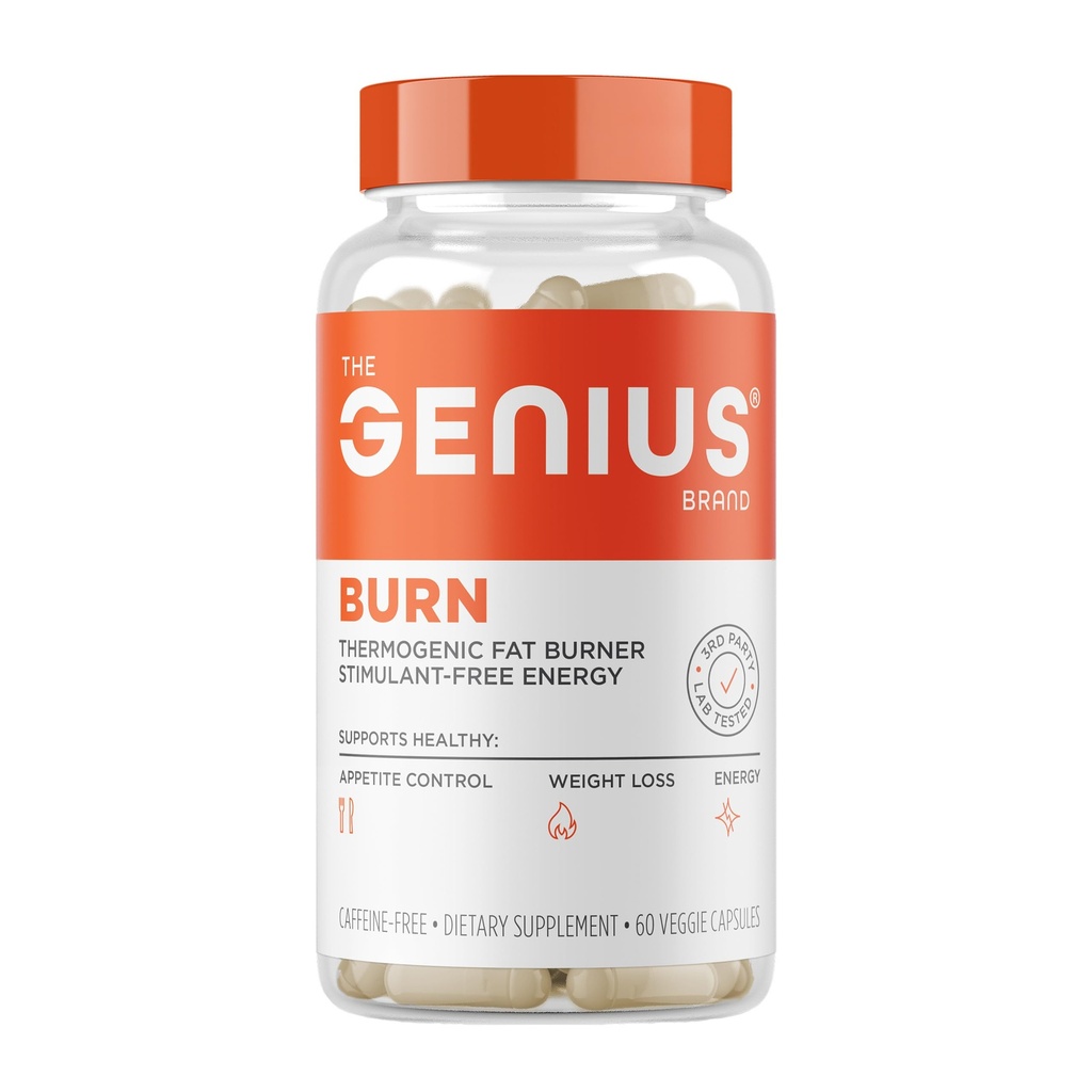 Geniu termogenic Fat Burner, 60 Diet Veggie pastile - pierdere in greutate & supliment metabolic, Appetit Supressant & Energy Booster - Cafeina-Free Nootrop Focus & Brain Boost - Ashwagandha & TeaCrine