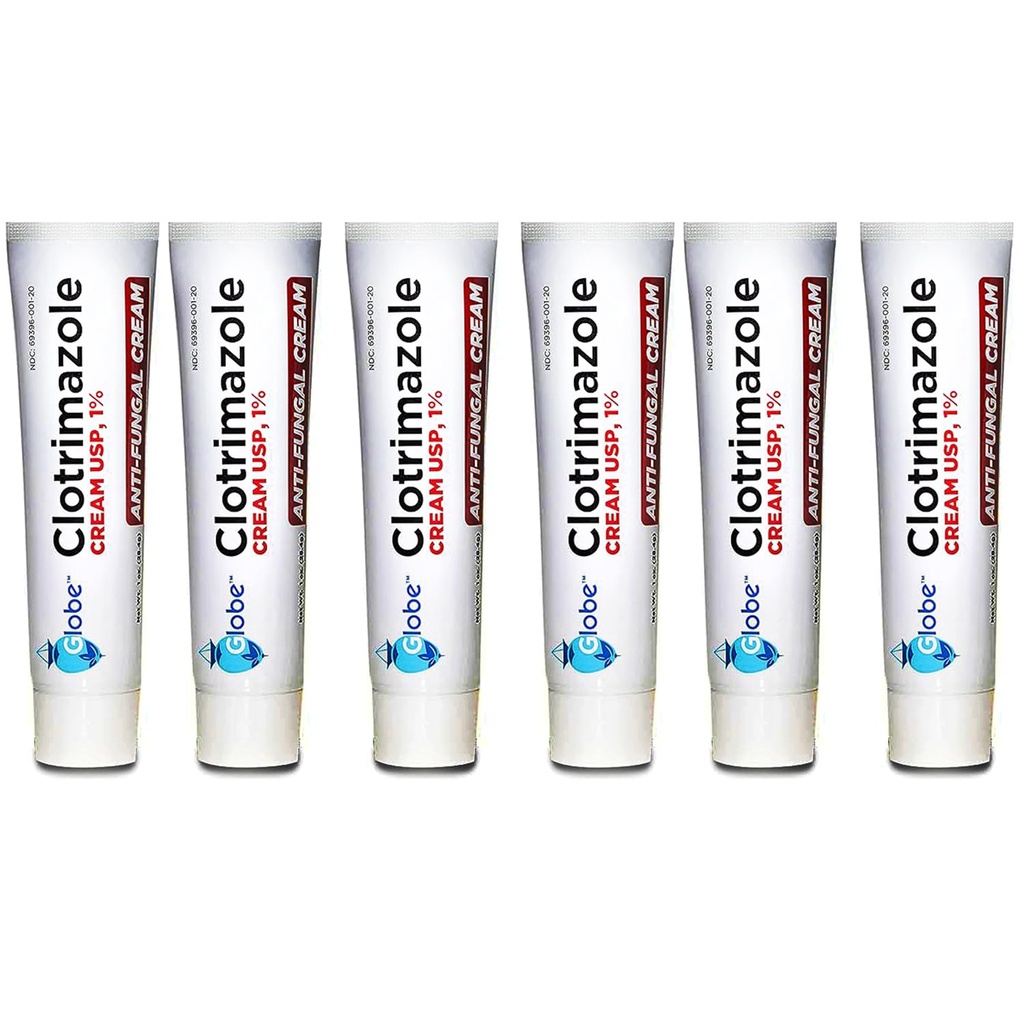 Globe (6 Pack) Clotrimazol Cream antifungice 1% USP, 1 oz, Tratamentul antifungic, Relieves Mâncărime, Arsuri, Cracking și Scaling Associated Athletes Foot, Jock Itch, Ringworm și More