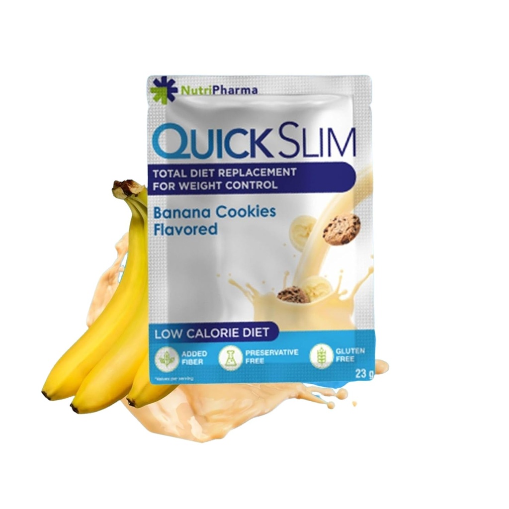 Quick Slim pierdere în greutate mare de proteine Shake-uri pentru femei și bărbați, complet de masă de înlocuire pulbere, scăzut carbohidrat dieta Shake-uri, Intermittent Fasting, Keto, Gluten gratuit (1 servire, Banana cookie-uri)