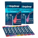 DripDrop Hydration - Pachete cu pulbere electrolit - Pepene verde, Berry, Lemon, Portocaliu, Punch de fructe, Struguri, Limonadă de căpșuni, Cherry - 32 Conte