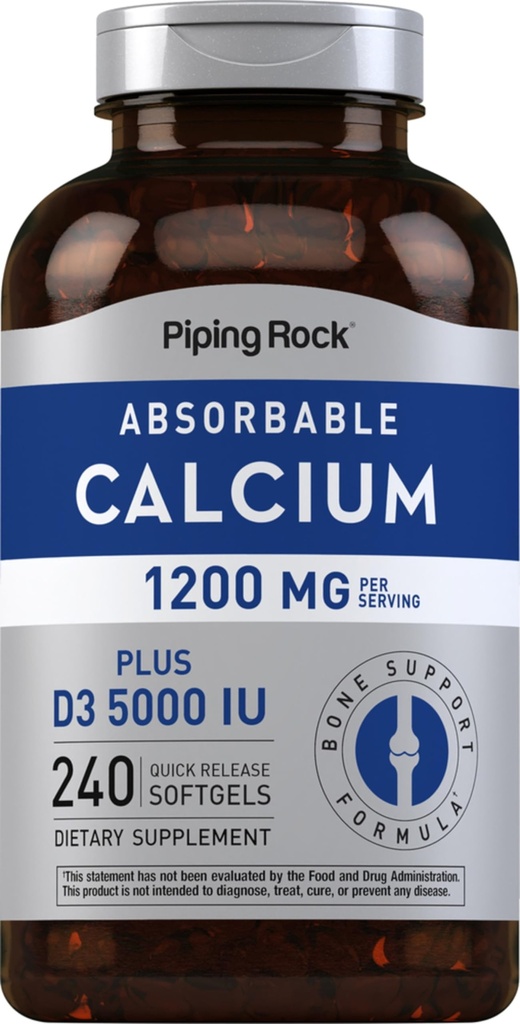 Piping Rock Calciul 1200 mg cu vitamina D3 