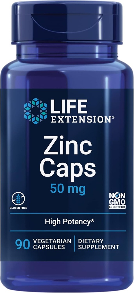 Life Extension One-Per-Day Multivitamin with Over 25 Vitamins, Minerals & Plant Extracts Plus Zinc Caps, Zinc 50 mg, 90 Vegetarian Capsules
