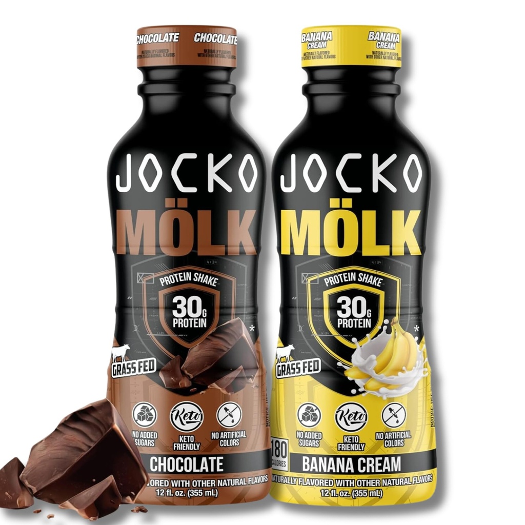 Jocko Fuel Mölk RTD Proteine Shakes Bundle - Ciocolata si Banana Cream (24 Pack Total)