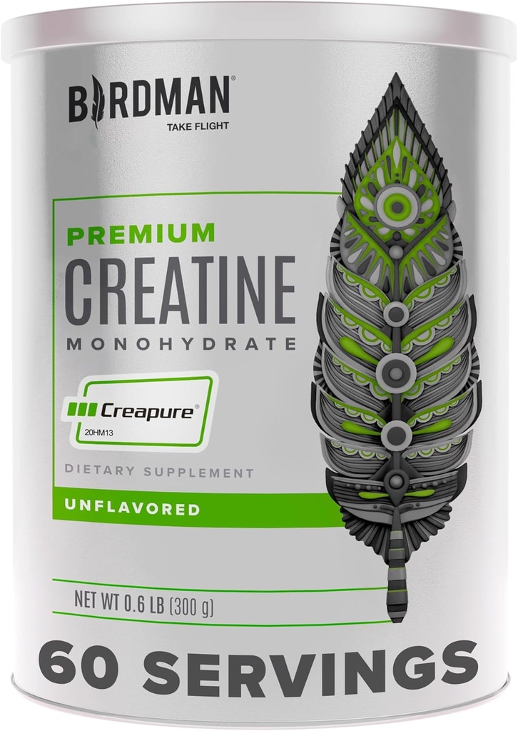 BIRDMAN Creatina de înaltă puritate Monohidrat pulbere nearomatizate, Pre-Workout, de înaltă performanţă 300g