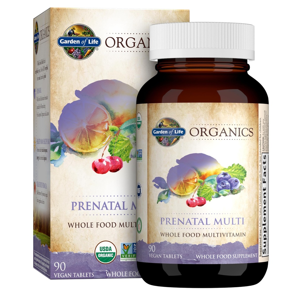 Gradina de viata Organics Womens Multivitamine prenatale cu vitamina D3, B6, B12, C & Iron, Folate for Energy & Healthy Fetal Development 