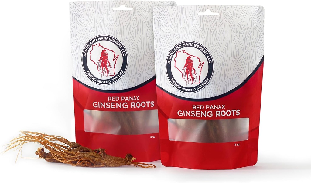 Dairyland Management LLC Red Panax Ginseng Root - 8 oz Pack of Korean Panax Ginseng Root - Autentic Panax Ginseng - Non-GMO, Gluten Free Ginseng Root - Utilizați Ginseng în Supă, Ceai, Congee